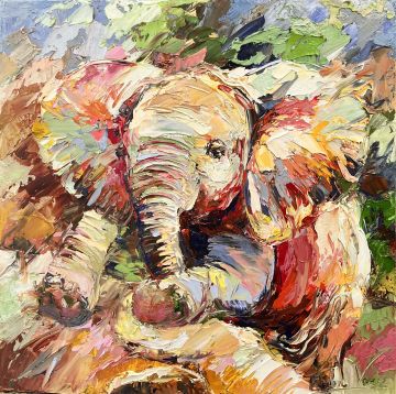 Baby elephant, 50x50 cm, oil on canvas, € 1200,- Paintings: Africa, Baby elephant, 50x50 cm, oil on canvas, € 1200,-