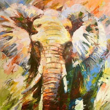 Big daddy 11, 120x120 cm, oil on canvas, € 4000,- Paintings: Africa, Big daddy 11, 120x120 cm, oil on canvas, € 4000,-