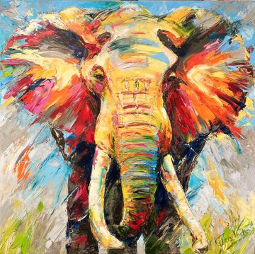Big daddy 12, 100x100 cm, oil on canvas, € 3000,- Paintings: Africa, Big daddy 12, 100x100 cm, oil on canvas, € 3000,-