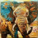 Big daddy 2xs, 25x25 cm, olieverf op 3d-linnen, € 550,- Schilderijen: Afrika, Big daddy 2xs, 25x25 cm, olieverf op 3d-linnen, € 550,-