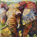 Big daddy 3xs, 25x25 cm, olieverf op 3d-linnen, € 550,- Schilderijen: Afrika, Big daddy 3xs, 25x25 cm, olieverf op 3d-linnen, € 550,-
