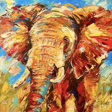 Big daddy 8, oil on canvas, 90x90 cm, € 2550,- Paintings: Africa, Big daddy 8, oil on canvas, 90x90 cm, € 2550,-
