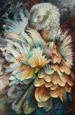 Schilderijen: Afrika, De verenpracht van de gier, olieverf op stukken linnen op linnen, 170x110 cm,  € 4500,-