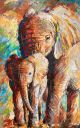Gemälden: Afrika, Elefanten, Öl auf Leinwand, 70x70 cm