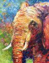 Paintings: Africa, Portret of an elephant, oil on canvas, 90x70 cm, € 2400,-