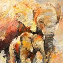 Paintings: Africa, Mother and child, 100x100 cm, oll on canvas, € 3300,-