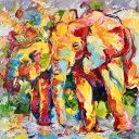 Schilderijen: Afrika, The two sisters, 70x70 cm, olieverf op linnen, € 1800,-