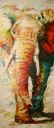 Walking matriarch, 195x80 cm, olieverf op linnen, € 4200,- Schilderijen: Afrika, Walking matriarch, 195x80 cm, olieverf op linnen, € 4200,-