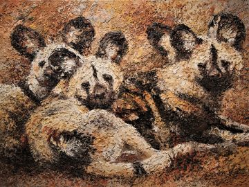 Wild dogs, oil paint on canvas, 90x120 cm Paintings: Africa, Wild dogs, oil paint on canvas, 90x120 cm