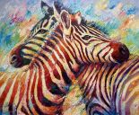 Paintings: Africa, Zebra's, oil on canvas, 100x120 cm, € 3650,-