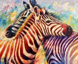 Schilderijen: Afrika, Zebra's, olieverf op linnen, 100x120 cm, € 3350,-