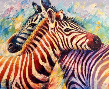 Zebra's, oil on canvas, 100x120 cm Paintings: Africa, Zebra's, oil on canvas, 100x120 cm