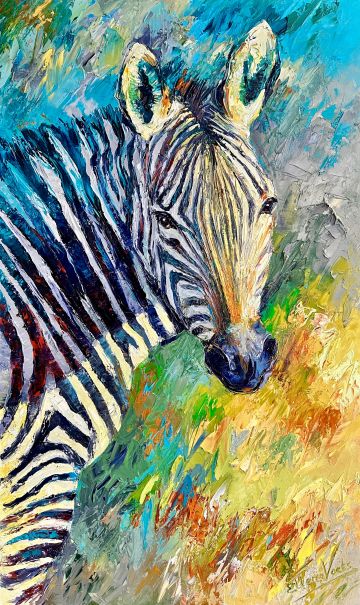 Zebra, oil on canvas, 150x90 cm Paintings: Africa, Zebra, oil on canvas, 150x90 cm