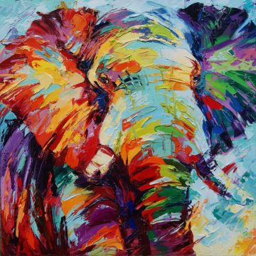 Elephantus, 30x30 cm, div. uitvoeringen €250,- tot € 400,- Schilderijen: Art-Prints, Elephantus, 30x30 cm, div. uitvoeringen €250,- tot € 400,-