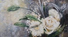 Paintings: Miscellaneous, White flowers, oil on canvas, 100 x 180 cm