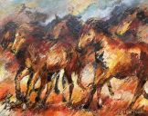 Paintings: Horses, Caspian horses 2, oil on canvas, 80x100 cm