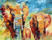 Schilderijen: Verkocht werk, A day in the Serengeti, olieverf op linnen, 70x90 cm