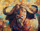 Schilderijen: Verkocht werk, Buffel, olieverf op linnen, 70x90 cm