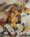 Schilderijen: Verkocht werk, Galoperende paarden, olieverf op linnen, 85x70 cm