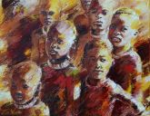 Schilderijen: Verkocht werk, Himba-kinderen, olieverf op linnen, 70x90 cm