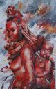 Schilderijen: Verkocht werk, Himba-moeder met baby, olieverf op linnen, 140x90 cm