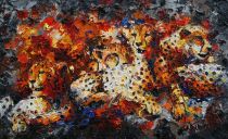 Paintings: Sold work, Cheetahs, oil on canvas, 80x130 cm