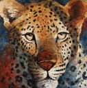 Paintings: Sold work, Leopard, oil on canvas, 80x80 cm