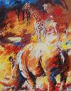 Paintings: Sold work, Rhino with giraffes, oil on canvas, 100 x 80 cm