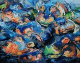 Paintings: Sold work, Hippos, oil on canvas, 110x140 cm