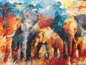 Paintings: Sold work, Elephants, oil on canvas, 90x120 cm