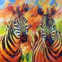 Paintings: Sold work, Zebra's oil on canvas, 110x110 cm