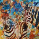 Gemälden: Verkauft, Zebra mit Jungem, Öl auf Leinwand, 100x100 cm